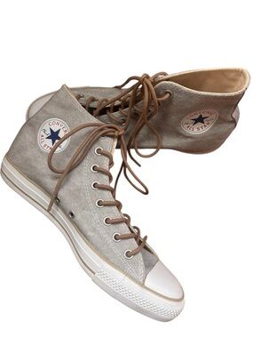 CONVERSE CHUCK TAYLOR ALL STAR HI TOP BEIGE CANVAS BROWN LACES MEN 10 WOMEN 12